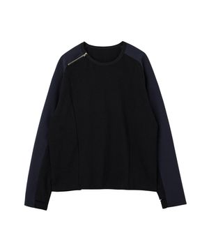 레이너 슬럽 와플 지퍼 롱슬리브 네이비