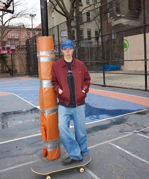 페퍼유 X 플랙 루즈핏 데님 팬츠 R21 미드블루