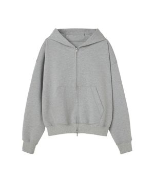 플록스 고밀도 양면코튼 스웨트 크롭 후드집업 그레이