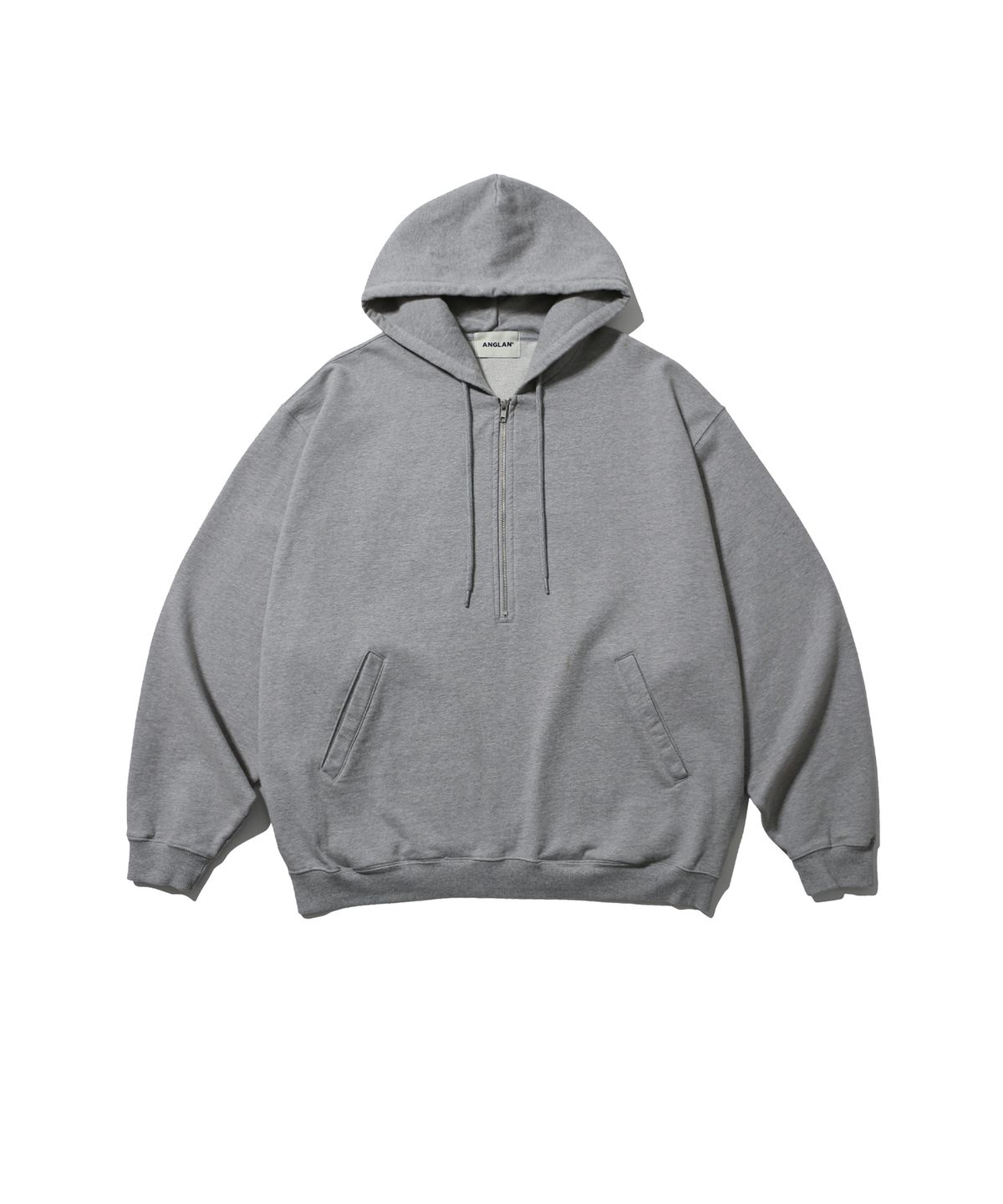 앵글런(ANGLAN) Huge Half-Zip Hoodie - Melange Grey