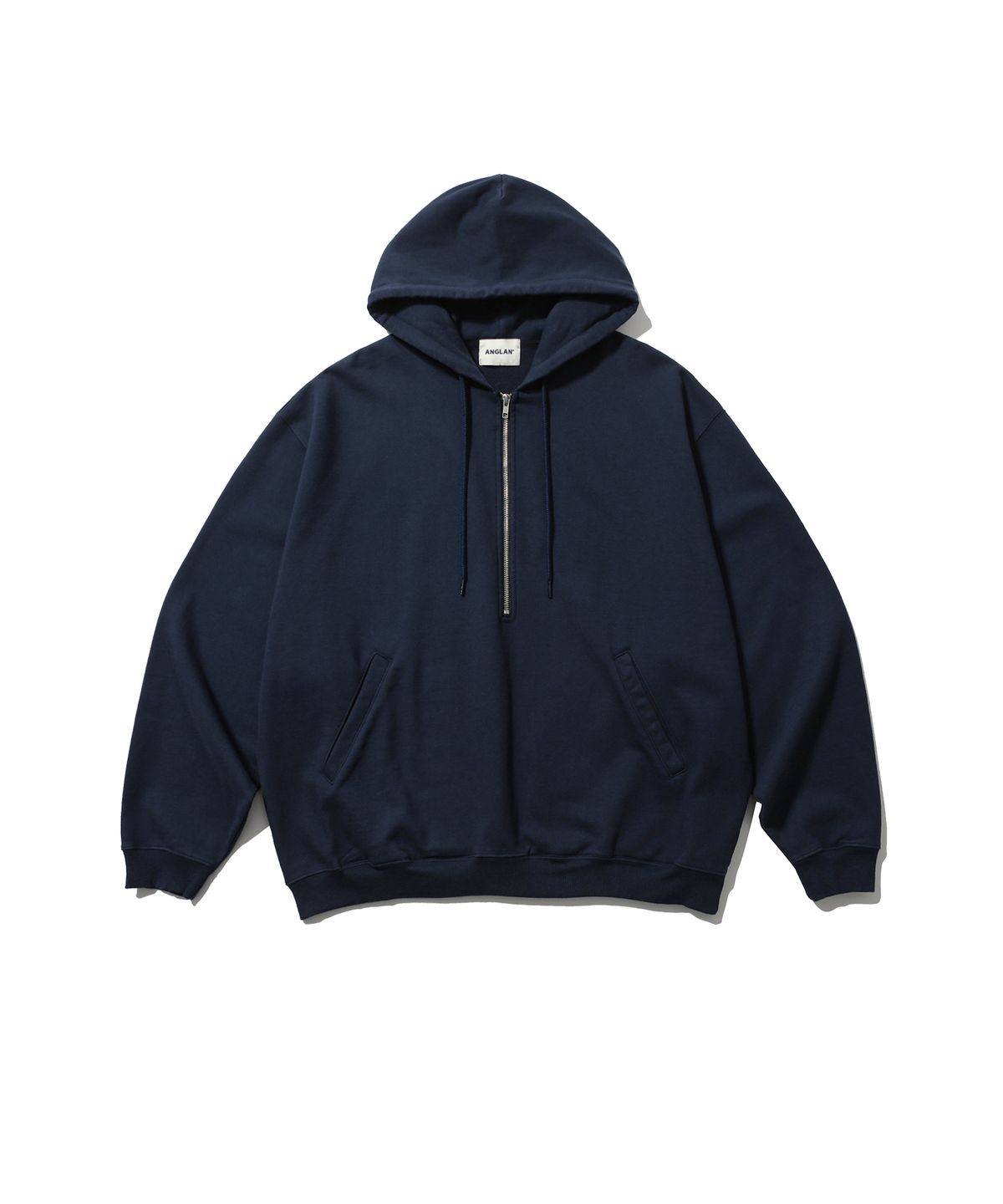 앵글런(ANGLAN) Huge Half-Zip Hoodie - Navy