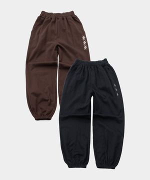 아플리케 자수 소프트 스웻 벌룬 와이드 조거 트레이닝 팬츠_2COLOR