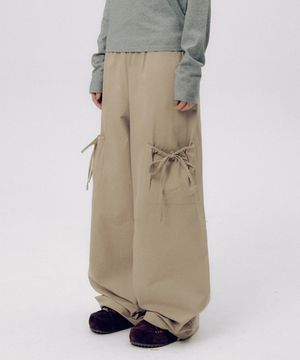 셔링 멀티 빅포켓 스트랩 디테일 와이드 카고 코튼 팬츠_3COLOR