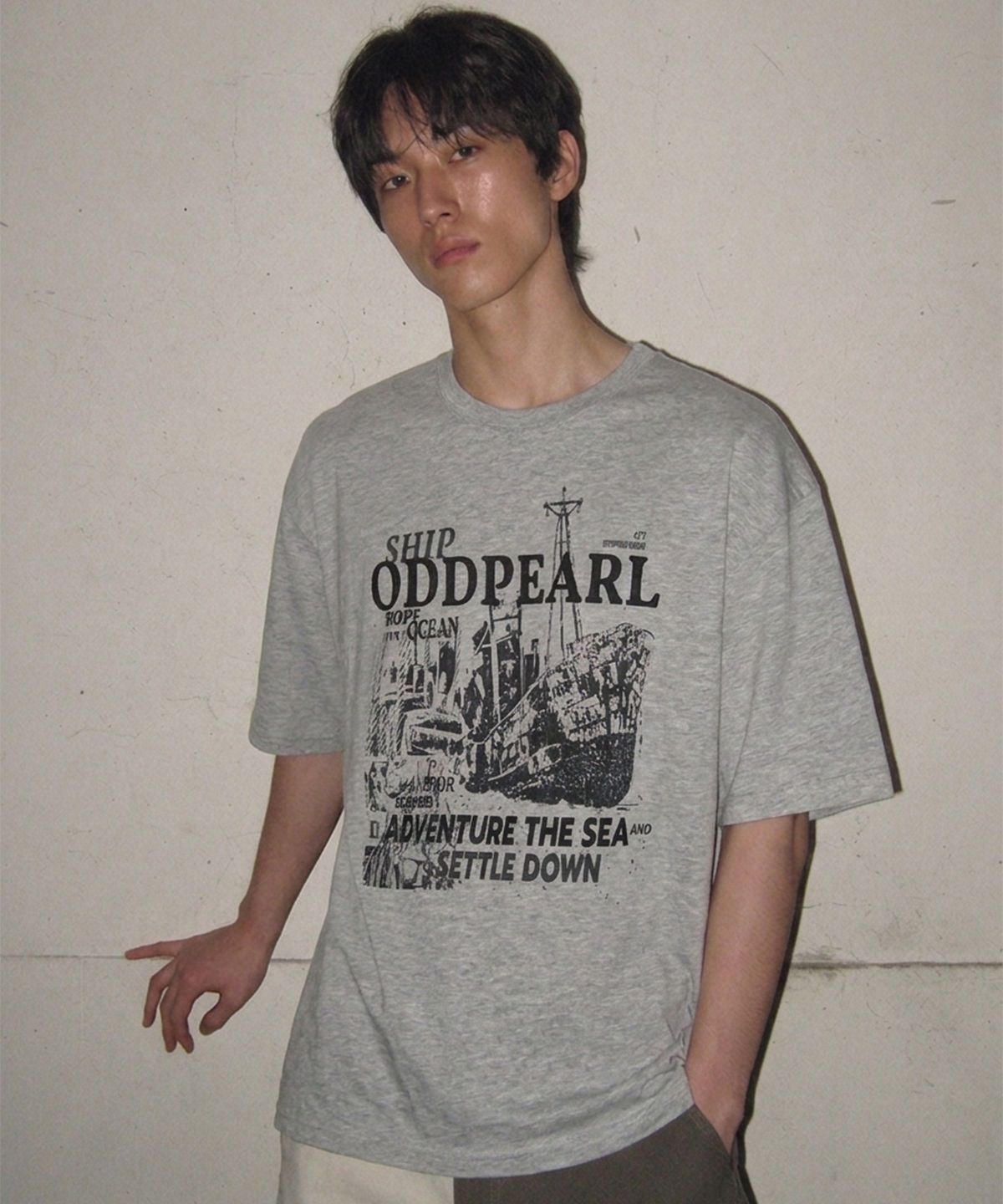 오드펄(ODDPEARL) ship t-shirt(gray)