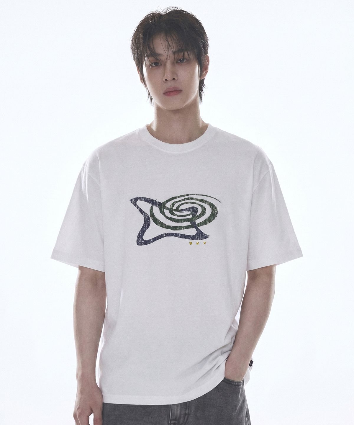 오드펄(ODDPEARL) whirl t-shirt(white)