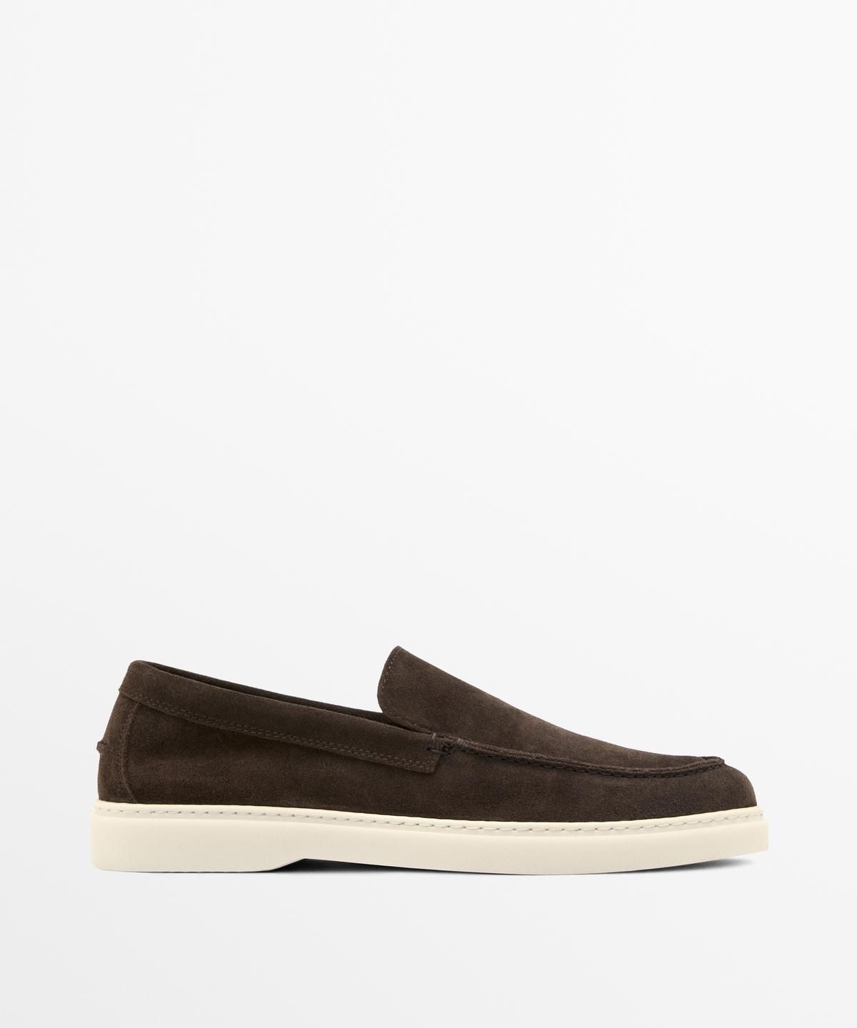 마시모두띠(MASSIMO DUTTI) 스플리트 스웨이드 발등 스티치 레더 로퍼