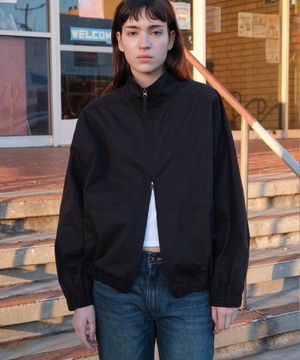 WASHED COTTON OVERSIZED BLOUSON_BLACK [LC261JP01BK]