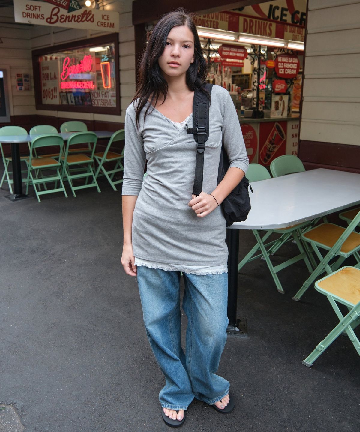 로우클래식(LOW CLASSIC) Lc V-NECK MINI DRESS_MELANGE GREY [LC261DR01MG]