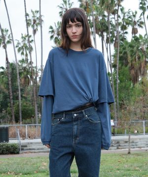 OVERSIZED Lc LAYERED TEE_DUSTY BLUE [LC261TS04DL]