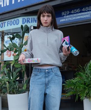 Lc SWEAT HALF ZIP-UP_MELANGE GREY [LC261TS07MG]