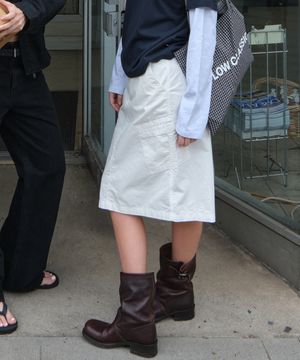 WASHED COTTON POCKET SKIRT_WHITE [LC261SK03WH]