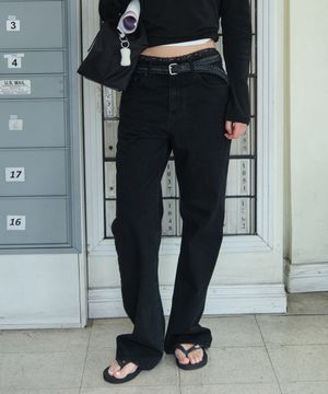 POCKET WIDE-LEG JEANS_BLACK [LC267PT24BK]