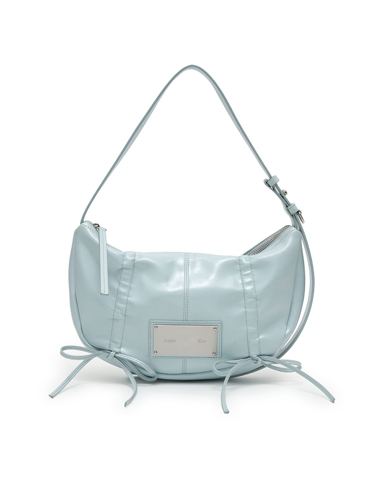 마뗑킴(MATIN KIM) HALF SHIRRING RIBBON ROUND BAG IN SKY