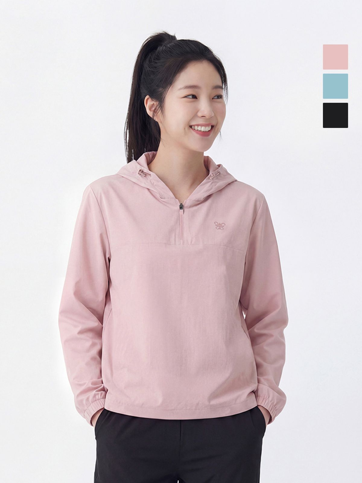 웨스트우드(WESTWOOD) 여성 후드 우븐 집업티_WQ1WCTS308
