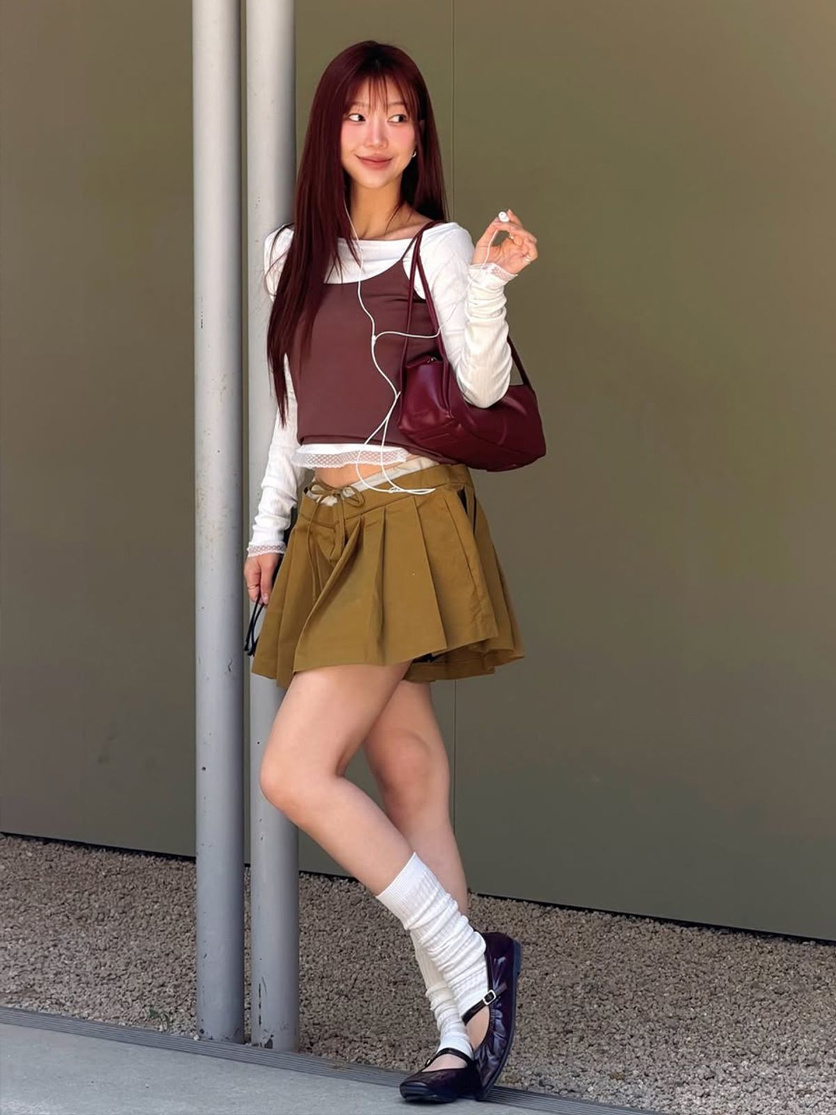 뮈르뮈르(MURMURE) 폴카 배색 플리츠 스커트 팬츠_Polka Pleats Pants