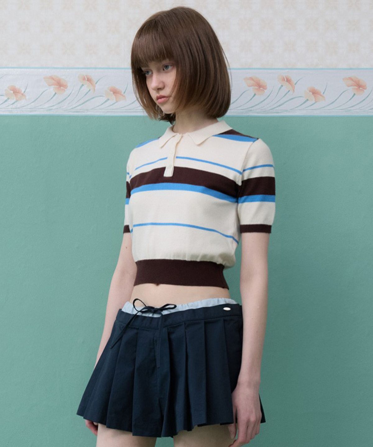 뮈르뮈르(MURMURE) 폴카 배색 플리츠 스커트 팬츠_Polka Pleats Pants