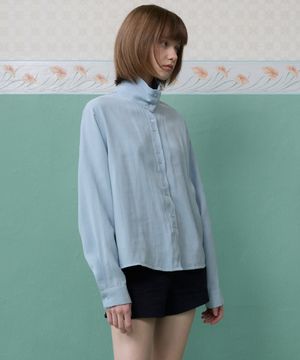 루메느 하이넥 버튼 블라우스_Lumene Blouse