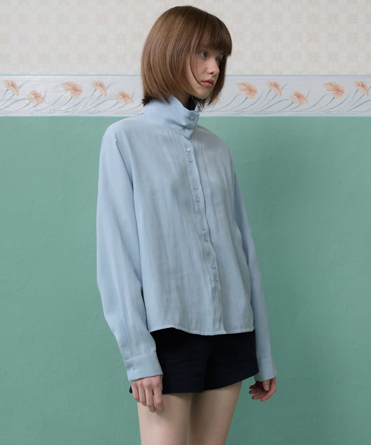 뮈르뮈르(MURMURE) 루메느 하이넥 스웨이드 무드 셔츠_Lumene Shirt