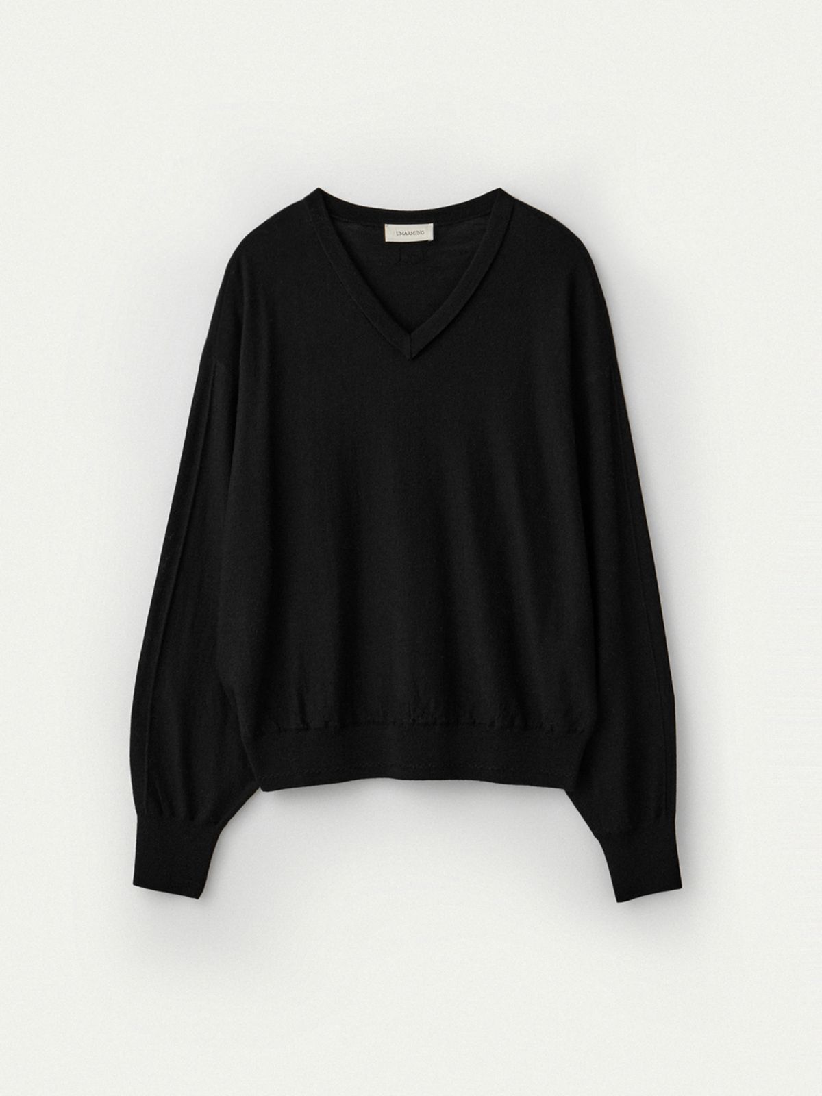 우마뭉(UMARMUNG) Extra Fine Merino Wool V Neck Pullover_Black