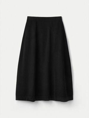 Double Faced Oval Silhouette Skirt_Black