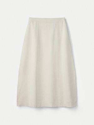 Double Faced Oval Silhouette Skirt_Ivory