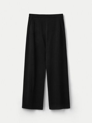 Center Lined Wide Fit Pants_Black