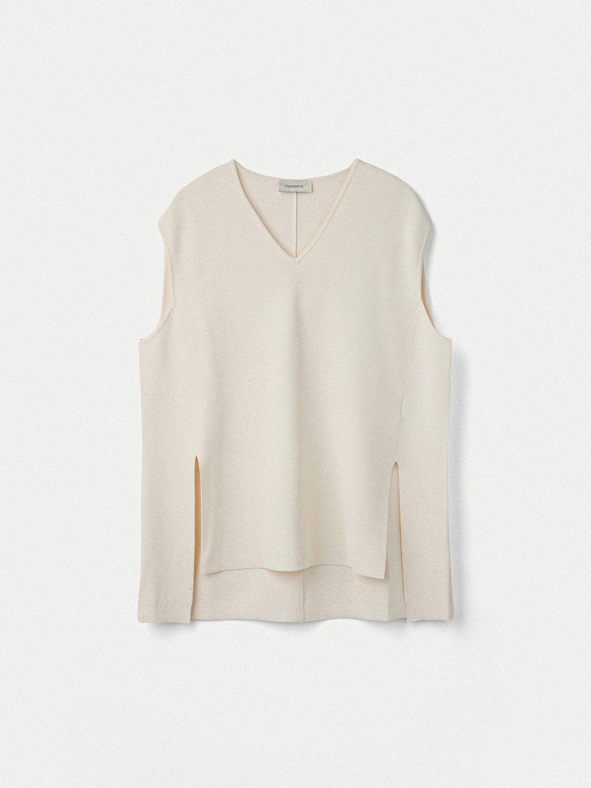 우마뭉(UMARMUNG) Double Faced V Neck Vest_Ivory