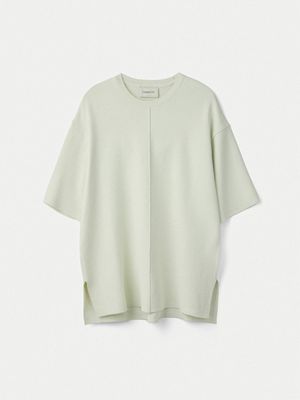 Double Faced Crew Neck Pullover_Green Tea