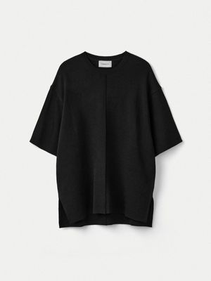 Double Faced Crew Neck Pullover_Black