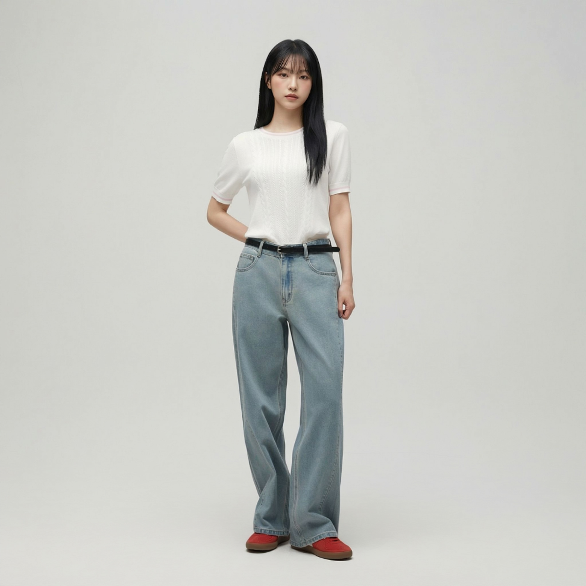 랩(LAP) 샌드 워싱 절개라인 와이드팬츠 AS1DP263