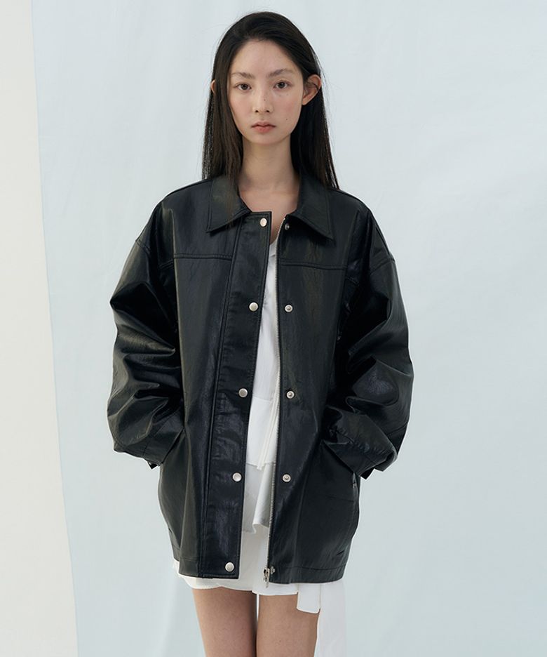 Rust Leather Half Jacket - Black