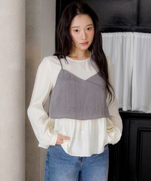 뷔스티에 시스루 블라우스 OE6MB3060