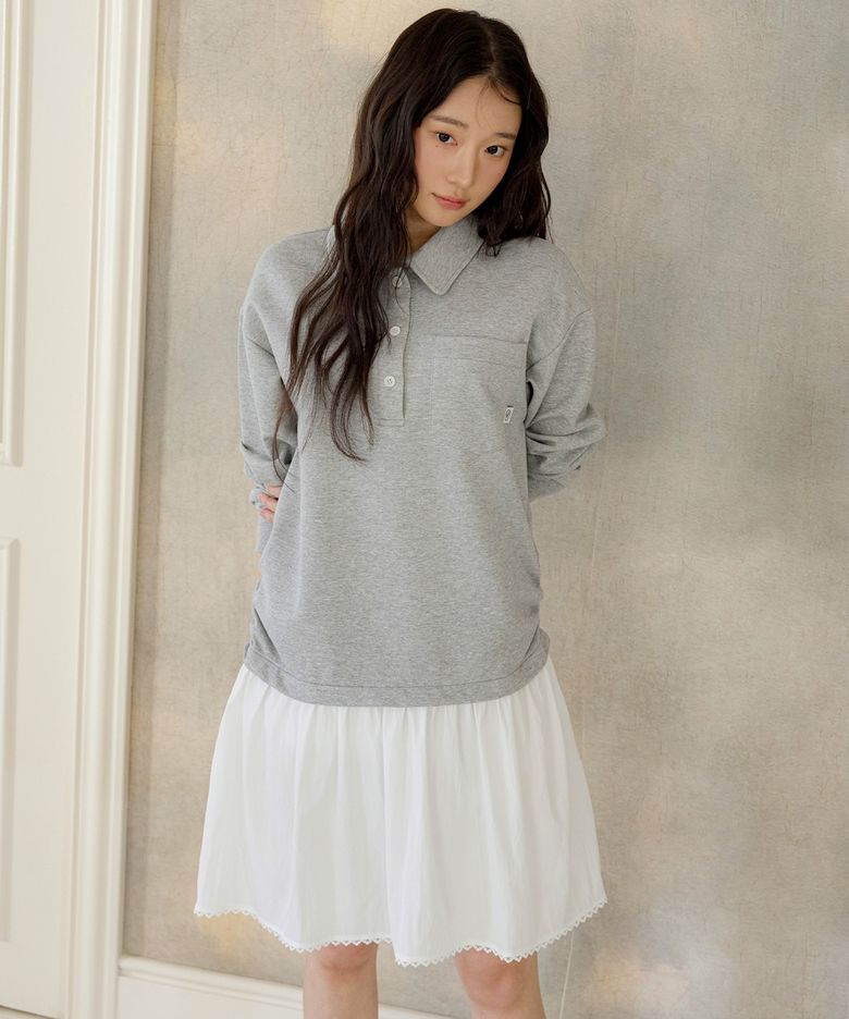 카라 티셔츠 레이어드 플레어 원피스 OE6SO2540