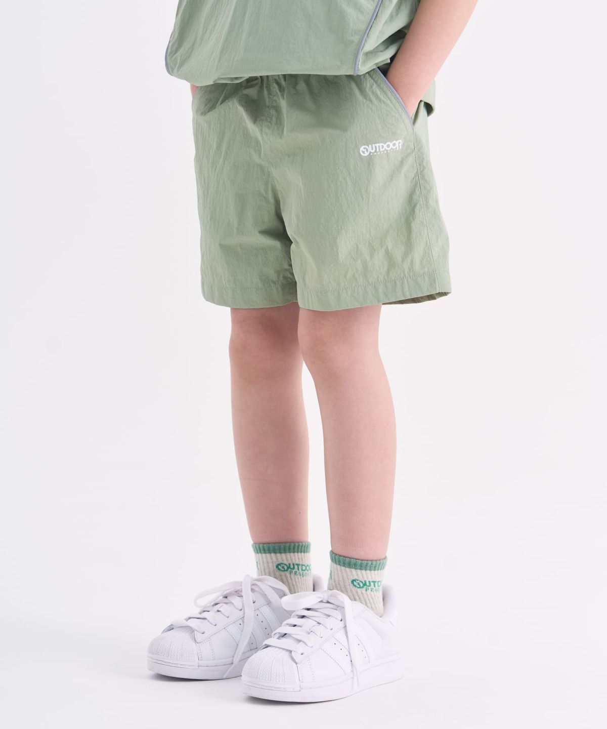 아웃도어 프로덕츠 키즈(OUTDOOR PRODUCTS KIDS) 아노락 세트 우븐 쇼츠 (카키) OD262BHP02_KHA