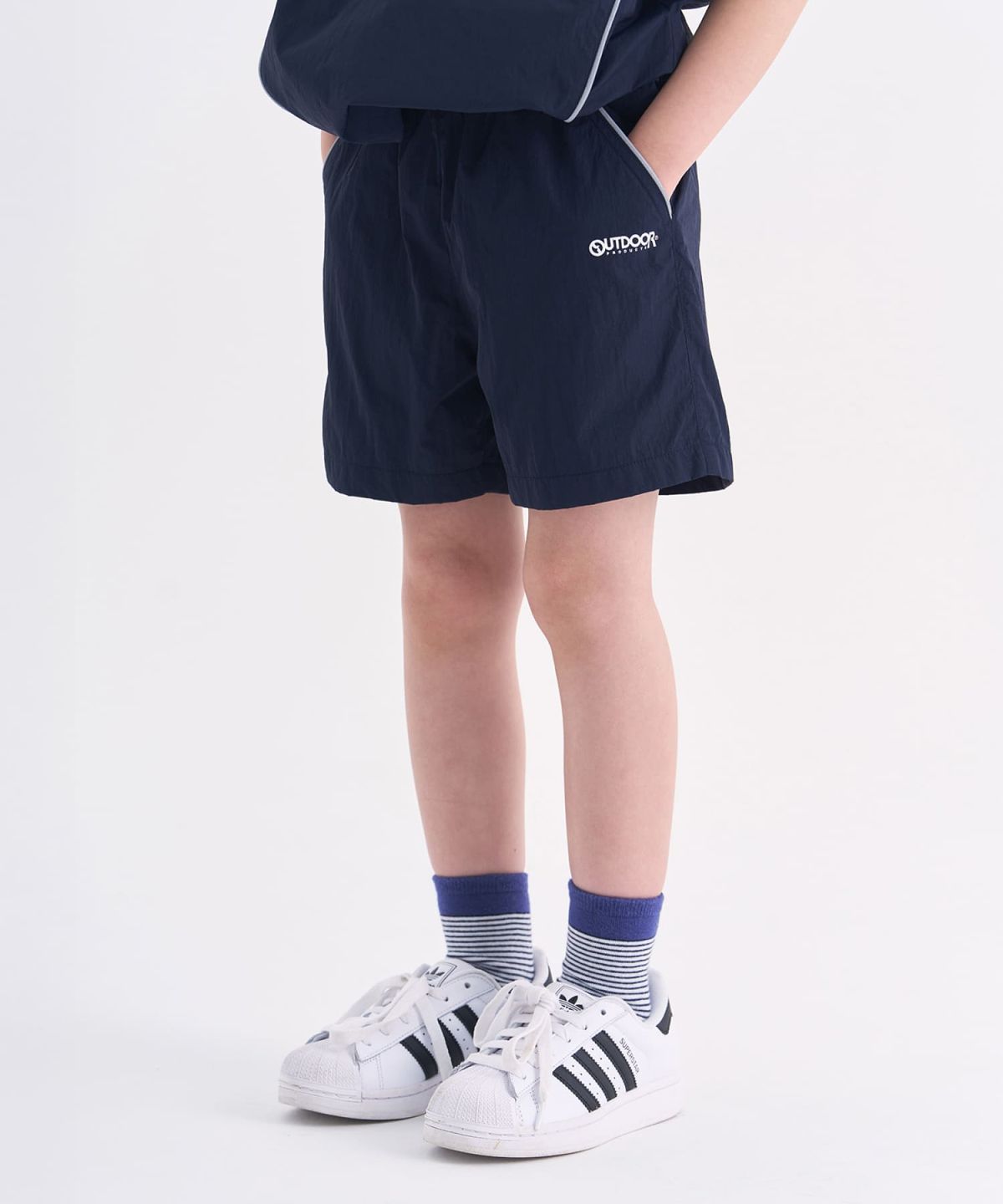 아웃도어 프로덕츠 키즈(OUTDOOR PRODUCTS KIDS) 아노락 세트 우븐 쇼츠 (네이비) OD262BHP02_NVY