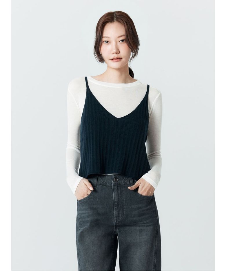 26SS 폭스울 블랜디드 뷔스티에 네이비