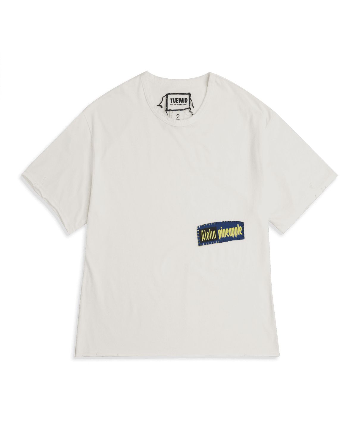 투위드(TUEWID) Aloha pineapple patchwork tee in white