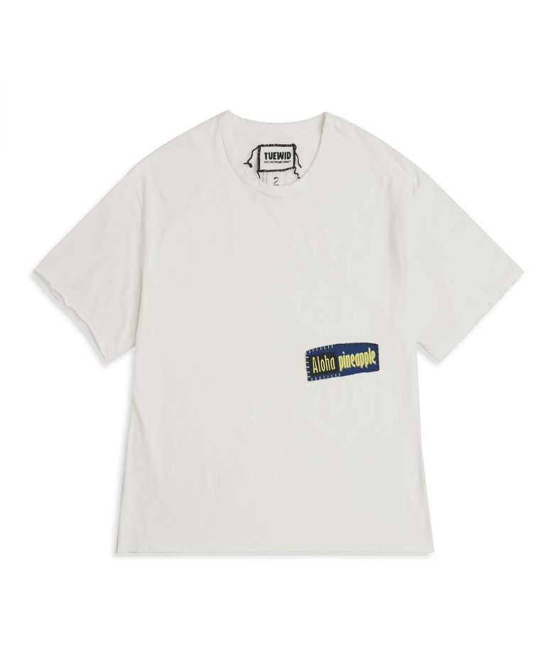 Aloha pineapple patchwork tee in white