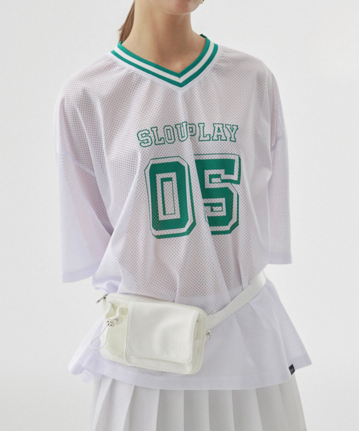 슬로우플레이(SLOUPLAY) NO.5 메쉬 저지T(화이트)