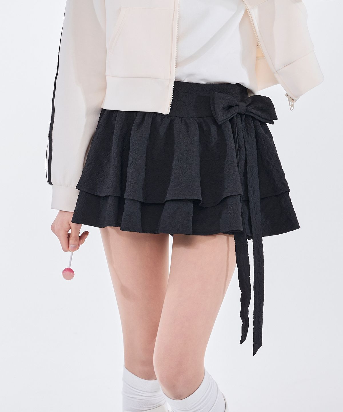 알키알카(ALKI ALKA) Jacquard Mini Skirt (Black)