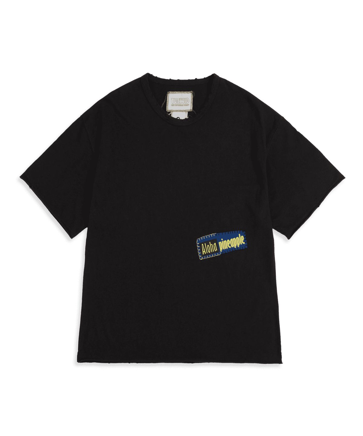 투위드(TUEWID) Aloha pineapple patchwork tee in charcoal