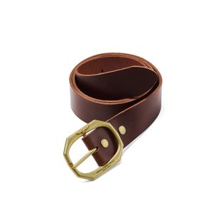 Golden Signature Leather Belt Brown