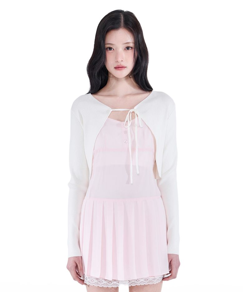 Ribbed Ribbon Bolero (Ivory)