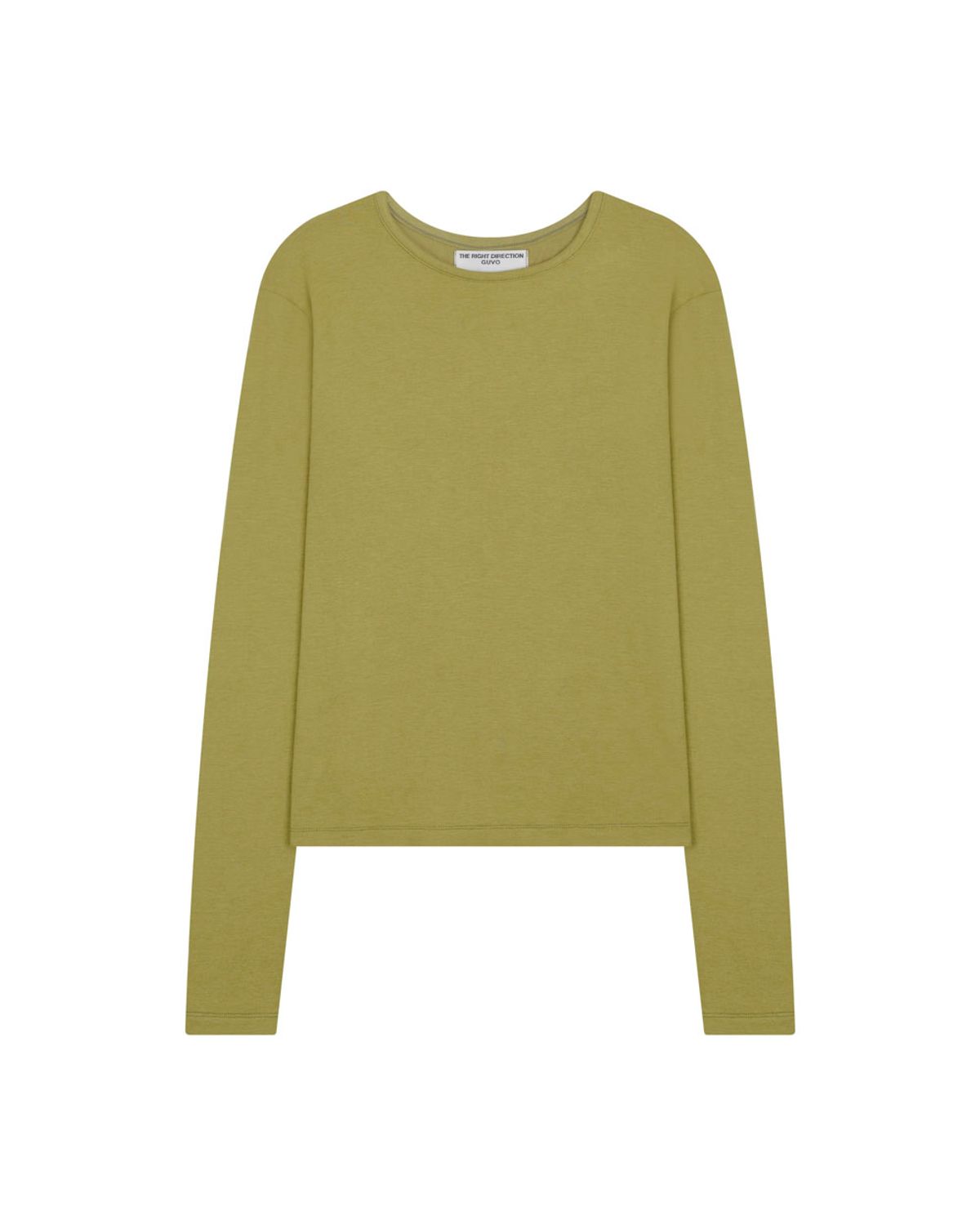 구보(GUVO) Layered round long sleeve t-shirt, green