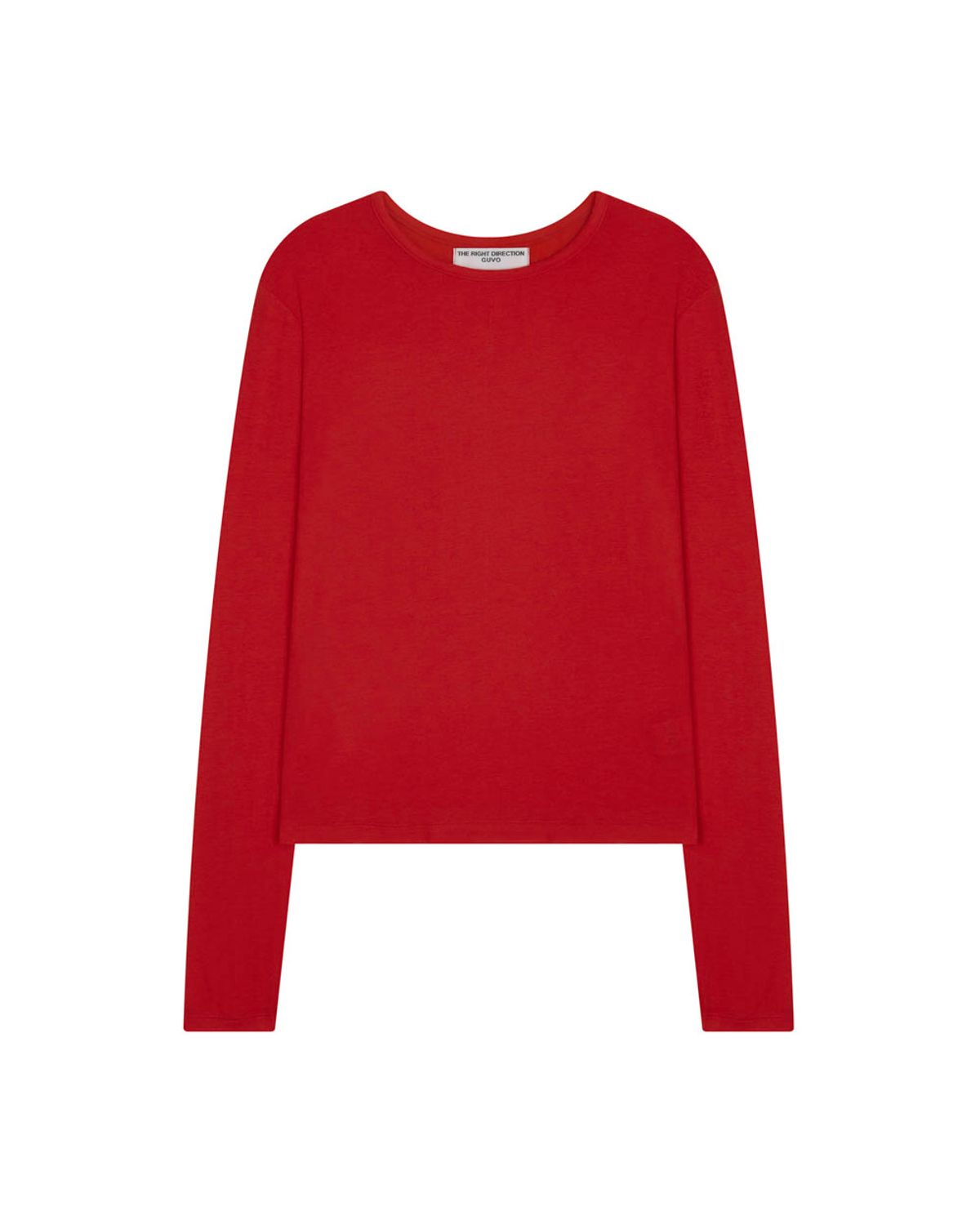 구보(GUVO) Layered round long sleeve t-shirt, red