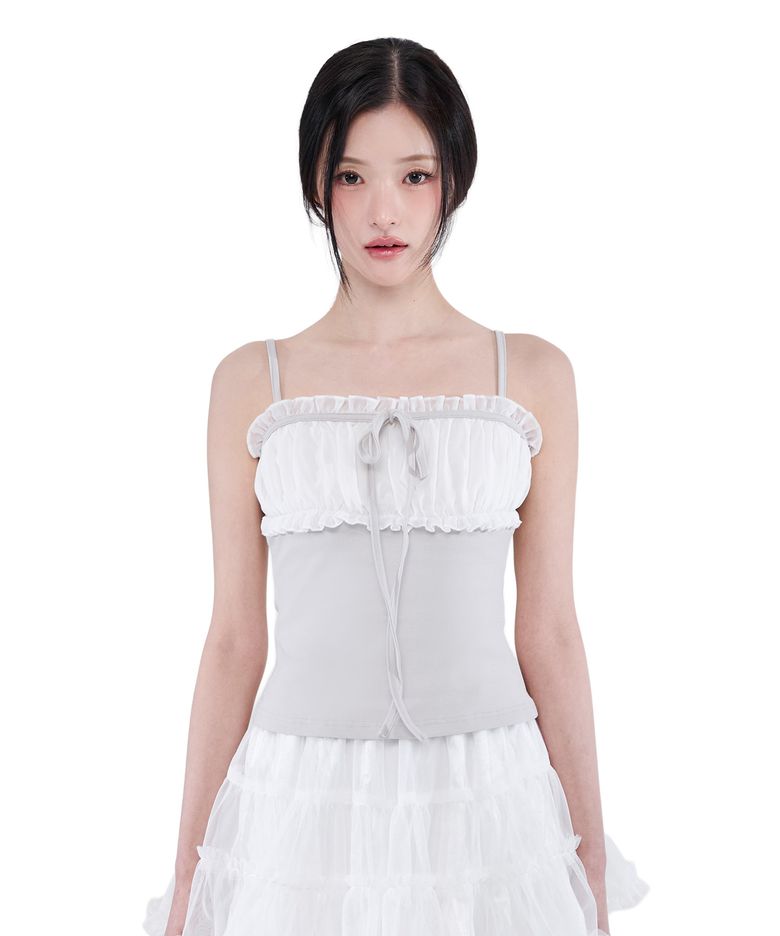 Chiffon Ribbon Sleeveless (Light Gray)