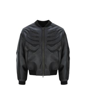 본 커팅 바시티 자켓 올블랙