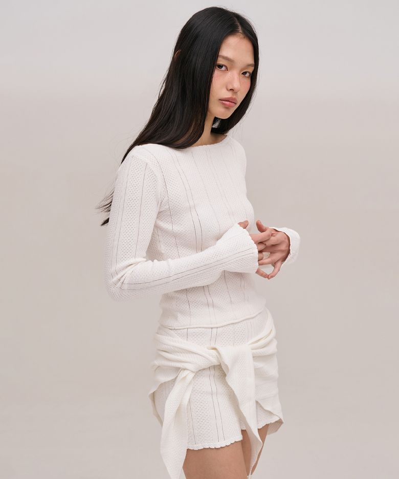 POINTELLE KNIT TOP (WHITE)