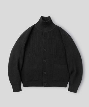 [데일리룸PICK] 세미크롭 하이넥 버튼 니트 가디건_블랙