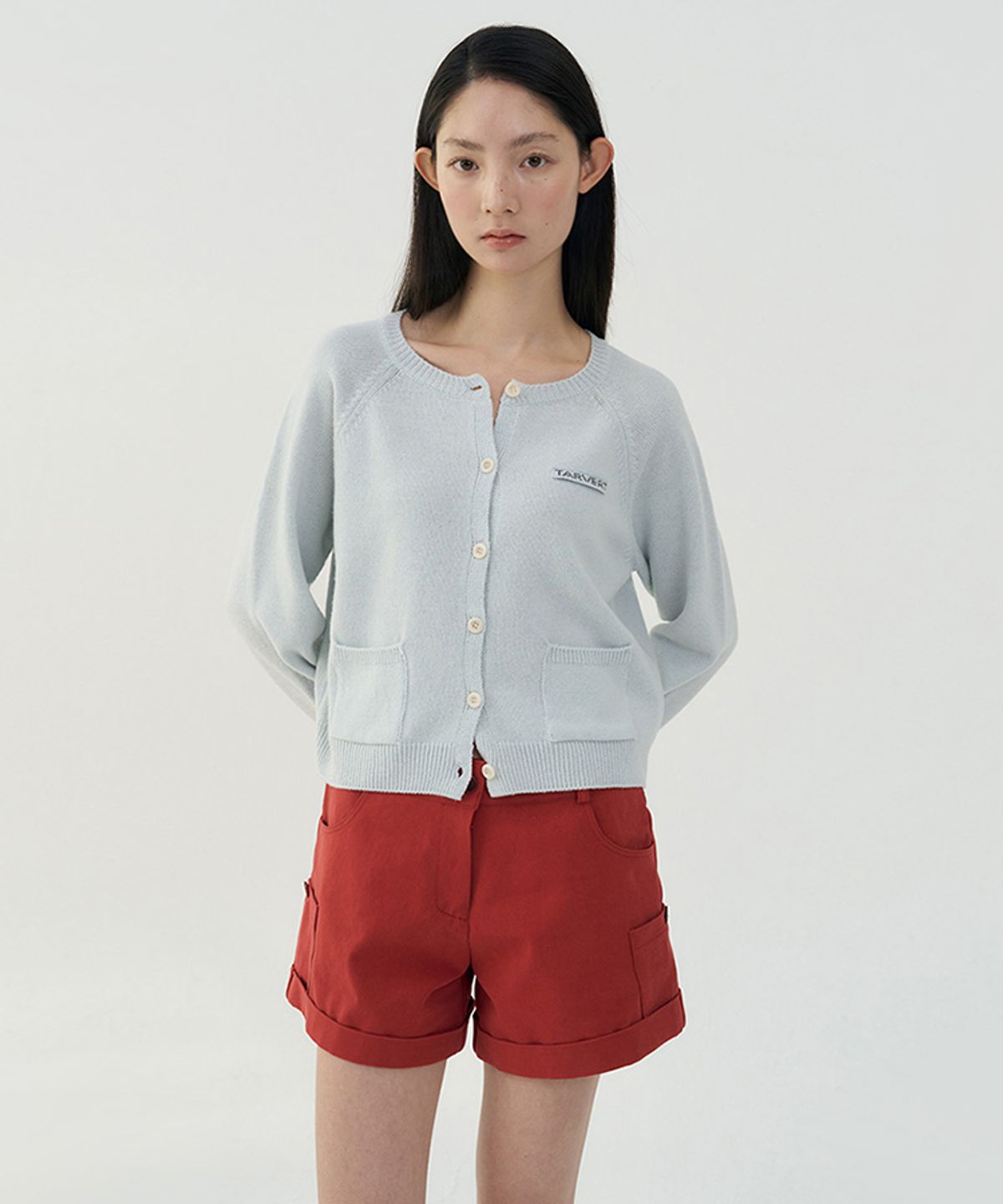 타버트(TARVERT) Summit Round Knit Cardigan - Sky Blue